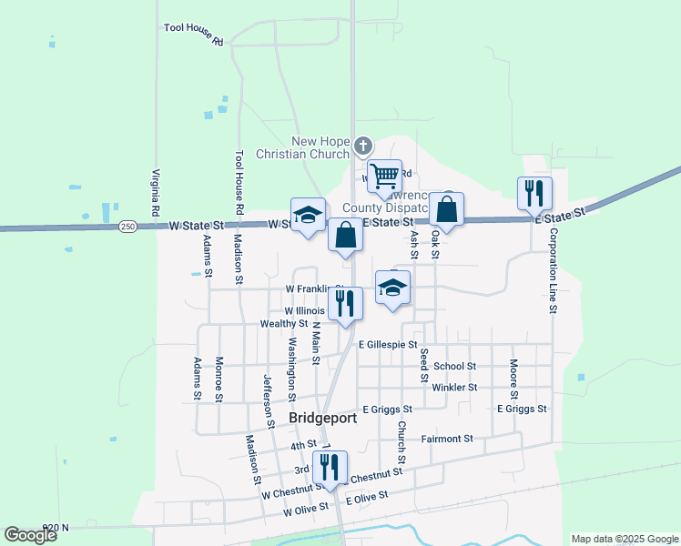 map of restaurants, bars, coffee shops, grocery stores, and more near 1239 North Main Street in Bridgeport