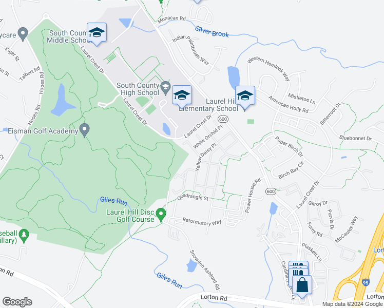 map of restaurants, bars, coffee shops, grocery stores, and more near 8425 Peace Lily Court in Lorton
