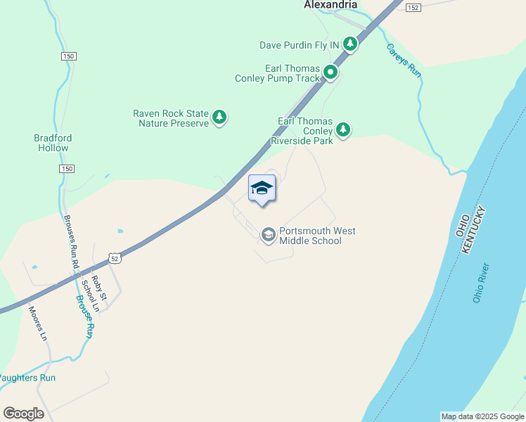 map of restaurants, bars, coffee shops, grocery stores, and more near 15332 U.S. 52 in West Portsmouth