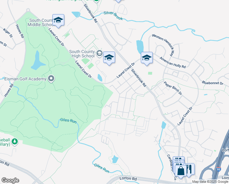 map of restaurants, bars, coffee shops, grocery stores, and more near 8425 Peace Lily Court in Lorton