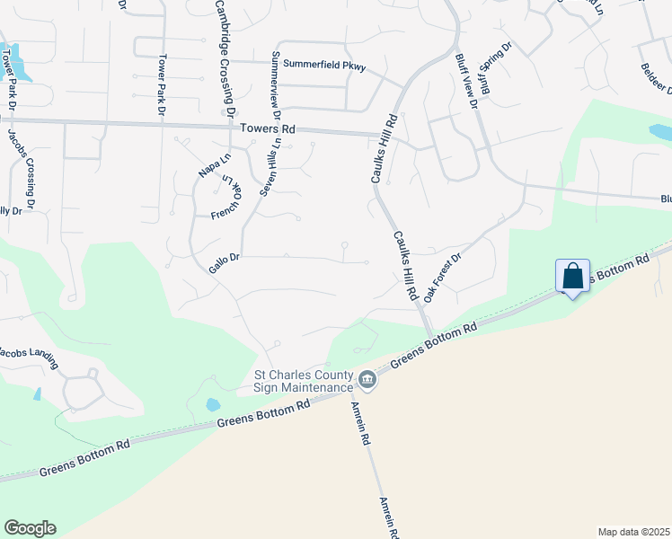 map of restaurants, bars, coffee shops, grocery stores, and more near 3895 Gallo Drive in St. Charles