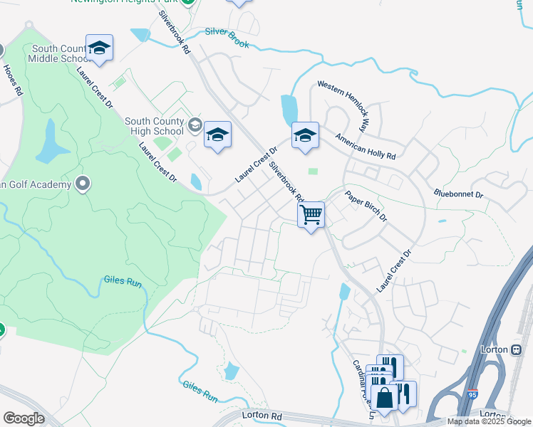 map of restaurants, bars, coffee shops, grocery stores, and more near 8905 Periwinkle Blue Court in Lorton