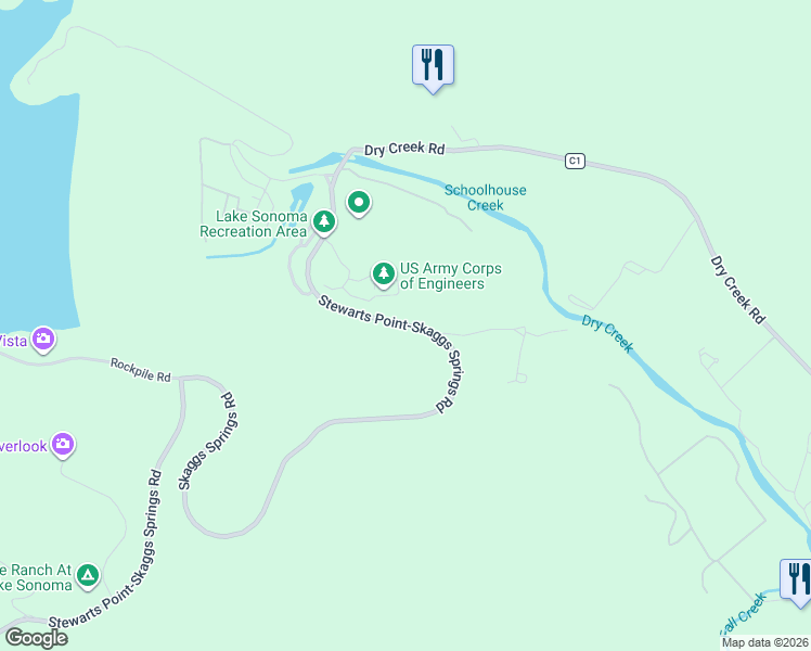 map of restaurants, bars, coffee shops, grocery stores, and more near 3302 Stewarts Point-Skaggs Springs Road in Geyserville