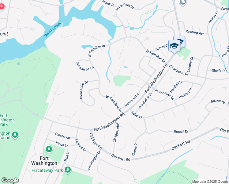map of restaurants, bars, coffee shops, grocery stores, and more near 12801 Lost Lake Circle in Fort Washington
