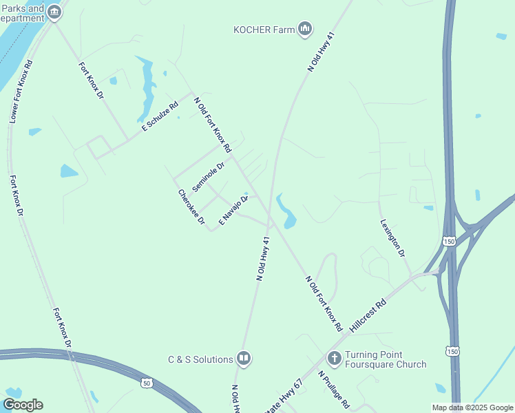map of restaurants, bars, coffee shops, grocery stores, and more near 2333 East Navaho Drive in Vincennes