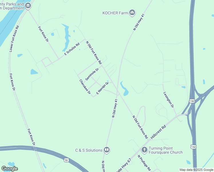 map of restaurants, bars, coffee shops, grocery stores, and more near 2333 East Navajo Drive in Vincennes