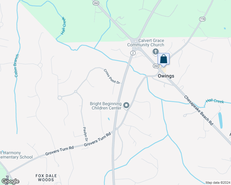 map of restaurants, bars, coffee shops, grocery stores, and more near 9623 South Point Court in Owings