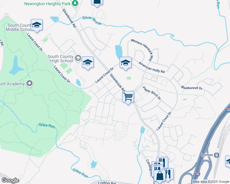 map of restaurants, bars, coffee shops, grocery stores, and more near 8894 Calla Lily Court in Lorton