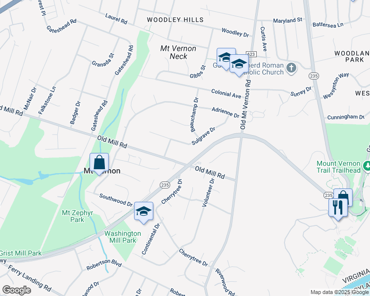 map of restaurants, bars, coffee shops, grocery stores, and more near 4007 Sulgrave Drive in Alexandria