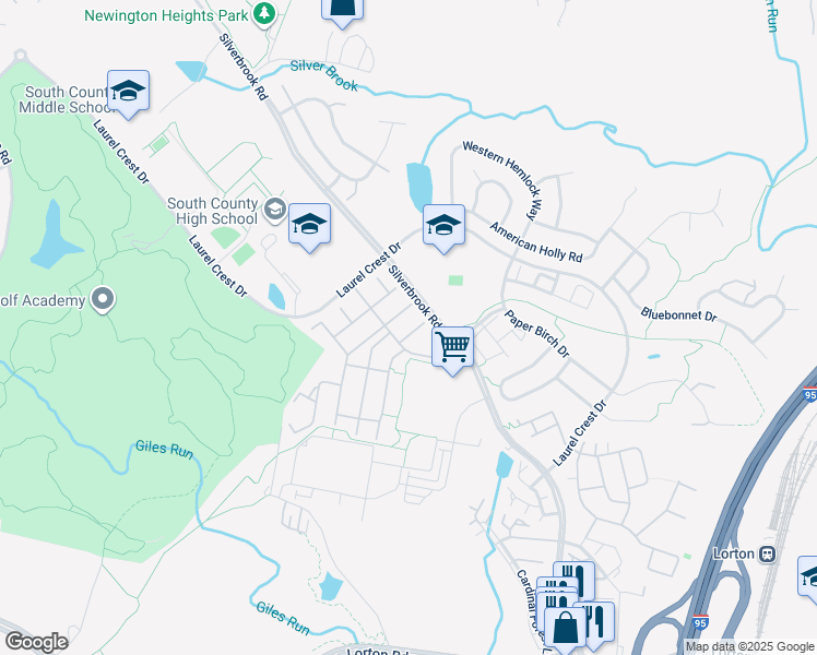 map of restaurants, bars, coffee shops, grocery stores, and more near 8892 Calla Lily Court in Lorton