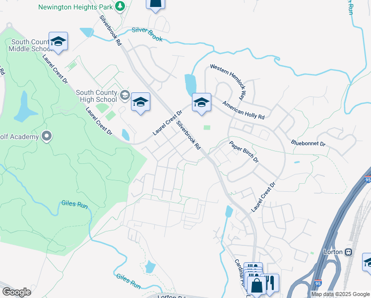 map of restaurants, bars, coffee shops, grocery stores, and more near 8892 Calla Lily Court in Lorton