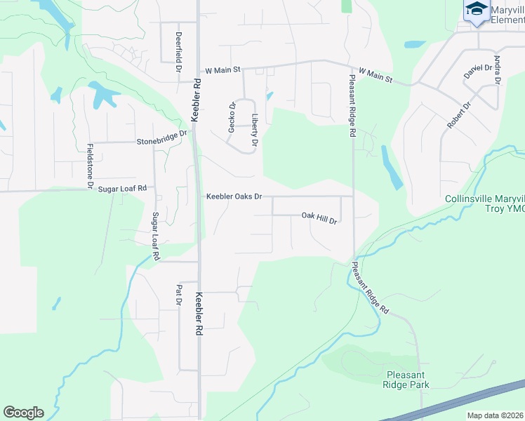 map of restaurants, bars, coffee shops, grocery stores, and more near 116 Oak Hill Drive in Maryville