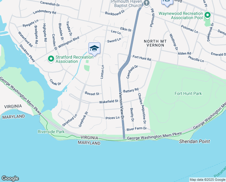 map of restaurants, bars, coffee shops, grocery stores, and more near 8909 Bridgehaven Court in Alexandria