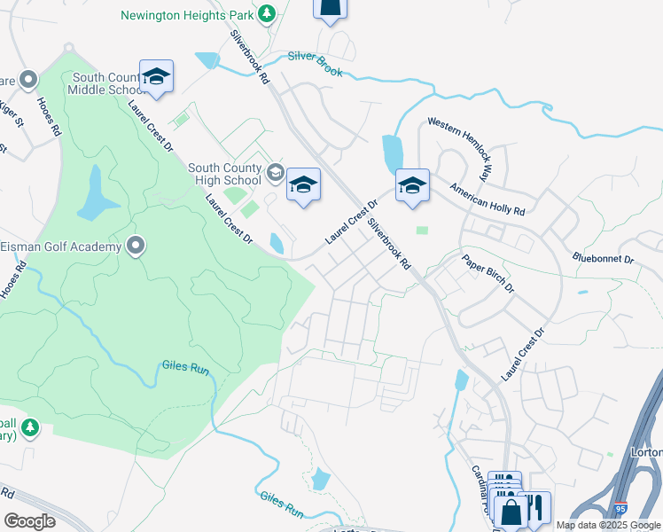 map of restaurants, bars, coffee shops, grocery stores, and more near 8411 Stargazer Lily Court in Lorton