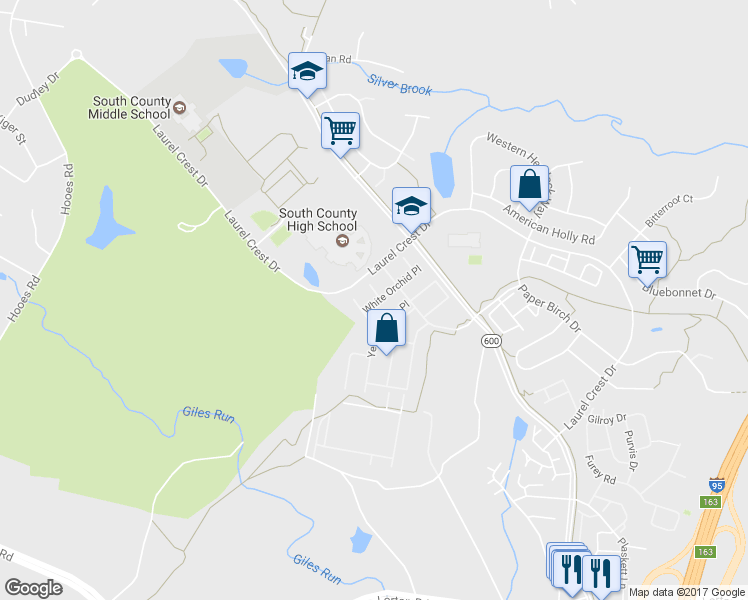 map of restaurants, bars, coffee shops, grocery stores, and more near 8411 Stargazer Lily Court in Lorton