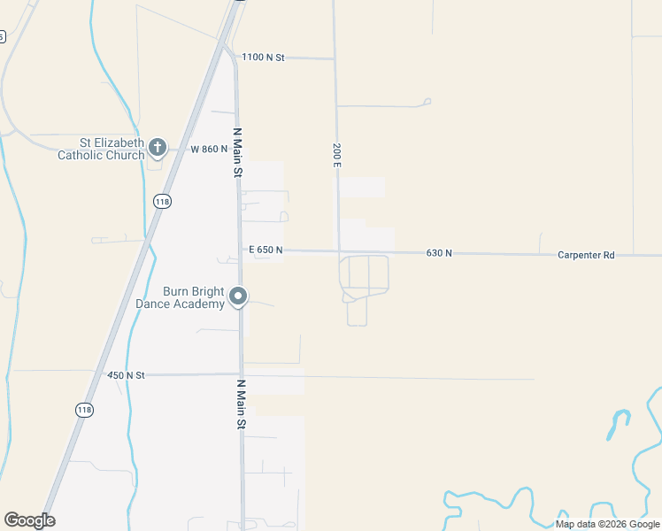 map of restaurants, bars, coffee shops, grocery stores, and more near East 650 North in Central Valley