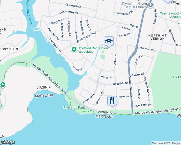 map of restaurants, bars, coffee shops, grocery stores, and more near 2209 Basset Street in Alexandria