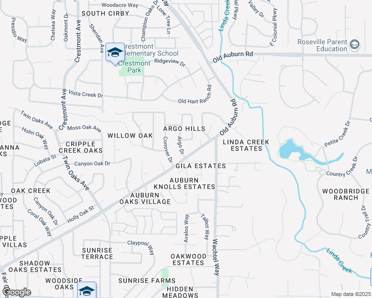 map of restaurants, bars, coffee shops, grocery stores, and more near 8214 Argo Drive in Citrus Heights