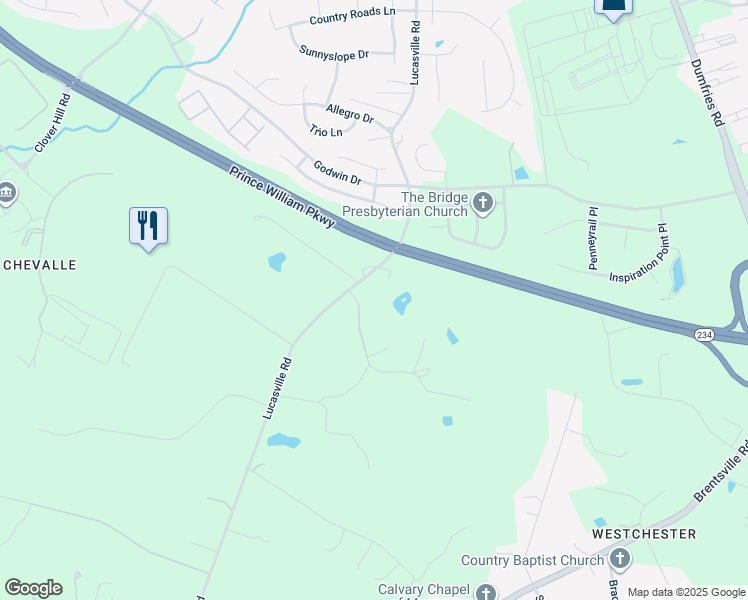 map of restaurants, bars, coffee shops, grocery stores, and more near 9540 Fostern Lane in Manassas