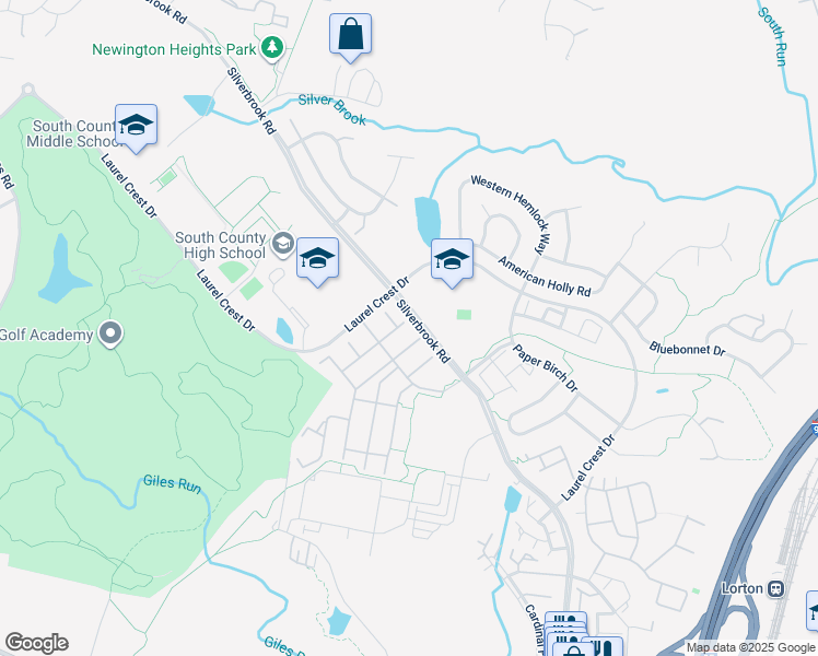 map of restaurants, bars, coffee shops, grocery stores, and more near 8861 White orchid Place in Lorton