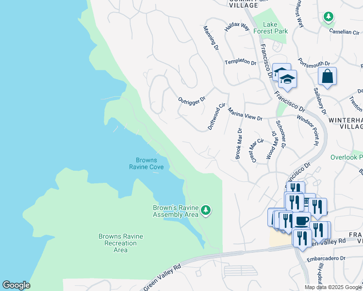 map of restaurants, bars, coffee shops, grocery stores, and more near 1930 Vista Mar Drive in El Dorado Hills