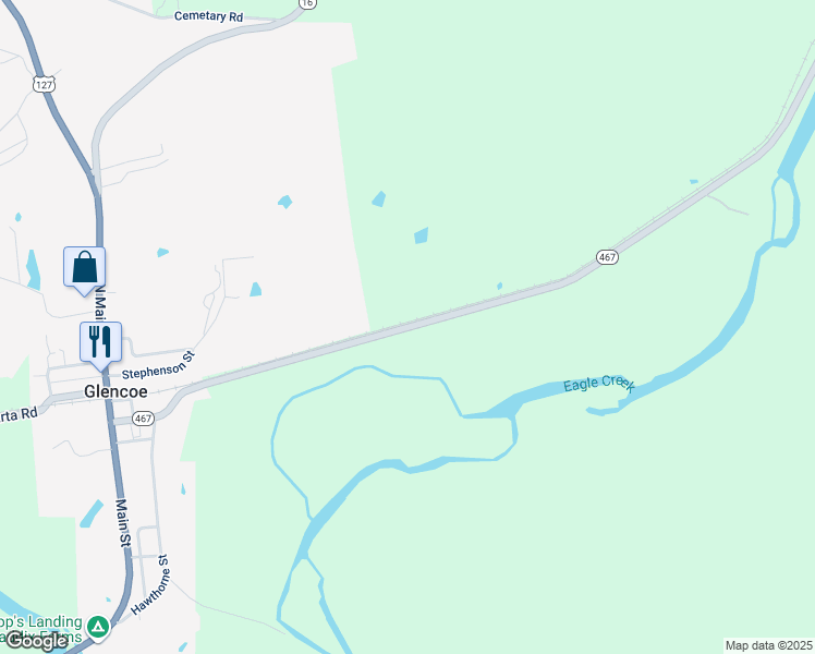 map of restaurants, bars, coffee shops, grocery stores, and more near Warsaw Road in Glencoe
