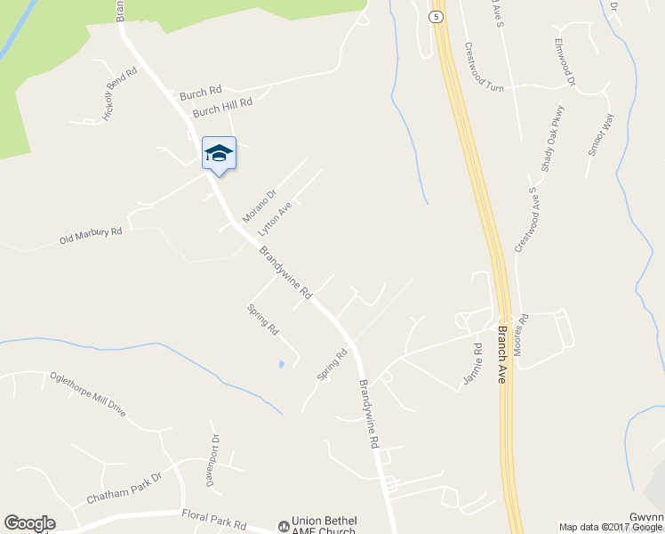 map of restaurants, bars, coffee shops, grocery stores, and more near 12700 Brandywine Road in Brandywine