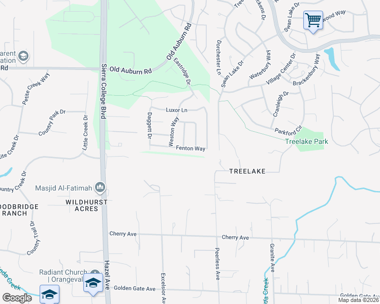 map of restaurants, bars, coffee shops, grocery stores, and more near 5320 Fenton Way in Granite Bay
