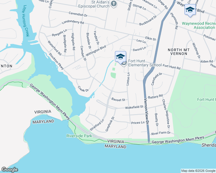 map of restaurants, bars, coffee shops, grocery stores, and more near 8829 Camden Street in Alexandria