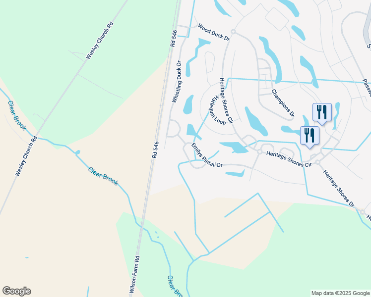 map of restaurants, bars, coffee shops, grocery stores, and more near 99 Emilys Pintail Drive in Bridgeville