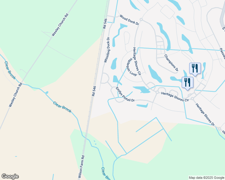 map of restaurants, bars, coffee shops, grocery stores, and more near 99 Emilys Pintail Drive in Bridgeville
