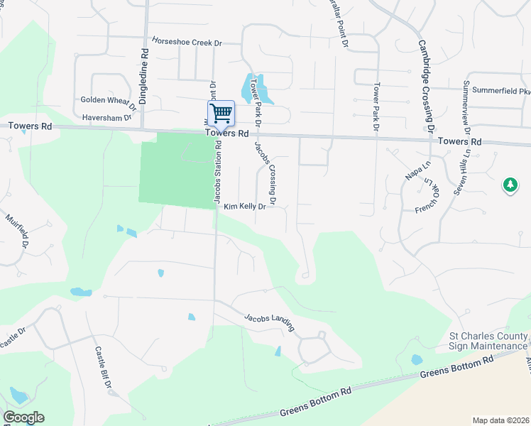 map of restaurants, bars, coffee shops, grocery stores, and more near 4019 Kim Kelly Drive in Saint Charles
