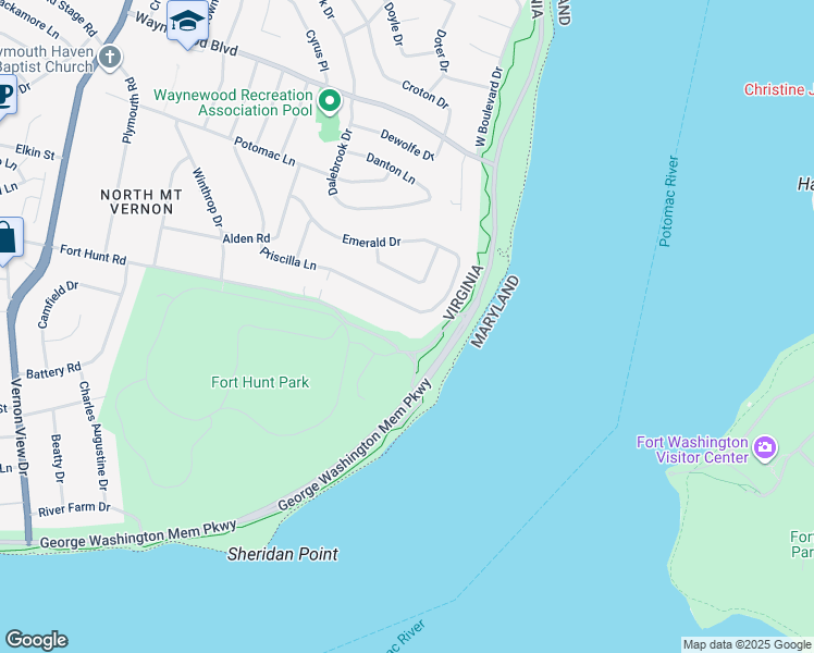 map of restaurants, bars, coffee shops, grocery stores, and more near 919 Priscilla Lane in Alexandria