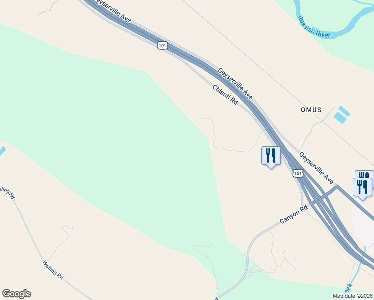 map of restaurants, bars, coffee shops, grocery stores, and more near 22295 Chianti Road in Cloverdale