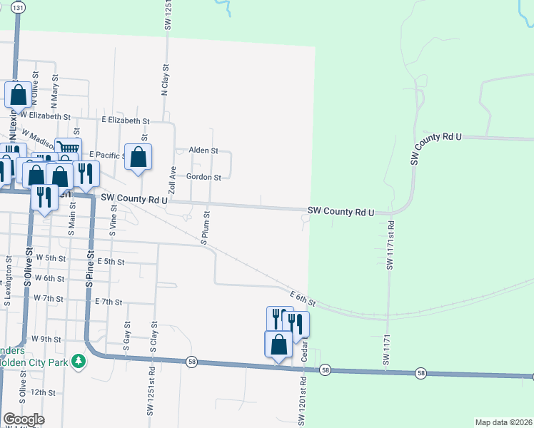 map of restaurants, bars, coffee shops, grocery stores, and more near 908 East 2nd Street in Holden