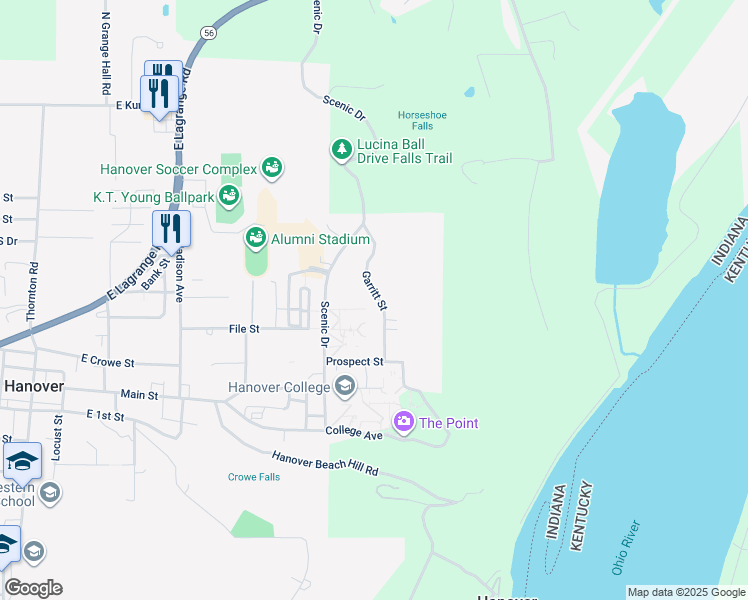 map of restaurants, bars, coffee shops, grocery stores, and more near 203 Garritt Street in Hanover
