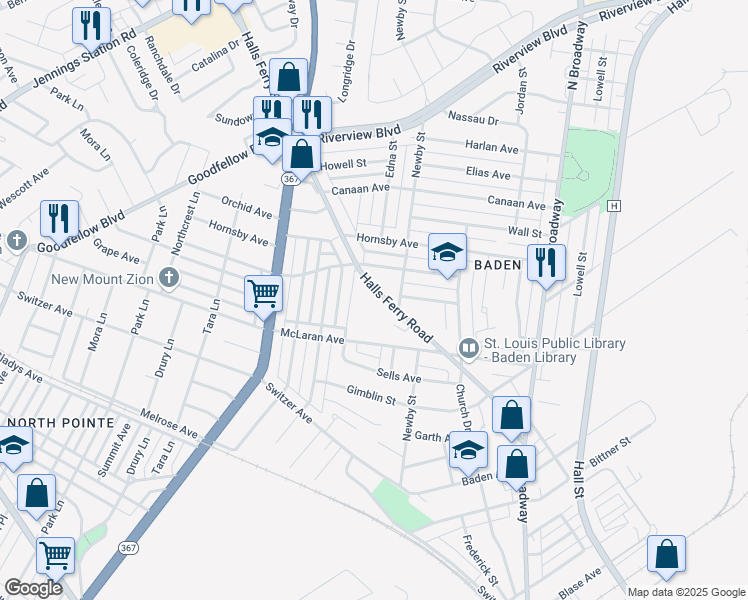 map of restaurants, bars, coffee shops, grocery stores, and more near 1265 McLaran Avenue in St. Louis