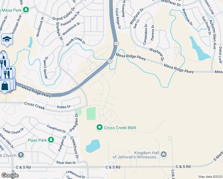 map of restaurants, bars, coffee shops, grocery stores, and more near 7903 Wythe Drive in Fountain