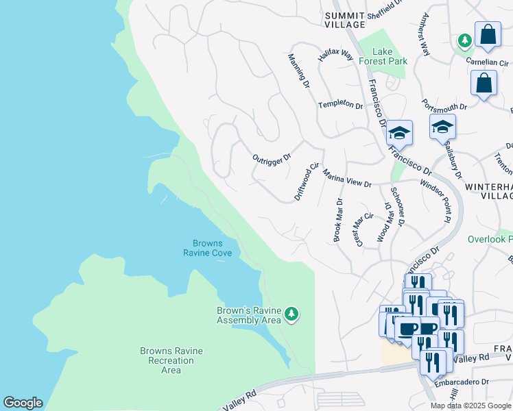 map of restaurants, bars, coffee shops, grocery stores, and more near 1930 Vista Mar Drive in El Dorado Hills