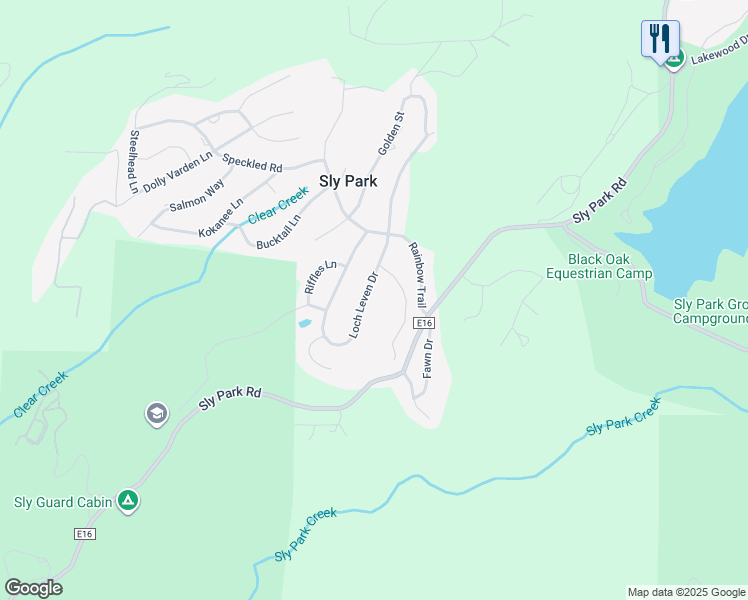 map of restaurants, bars, coffee shops, grocery stores, and more near 5085 Loch Leven Drive in Pollock Pines