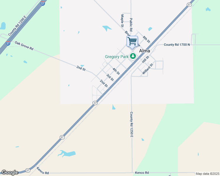 map of restaurants, bars, coffee shops, grocery stores, and more near 499 Broadway Avenue in Alma