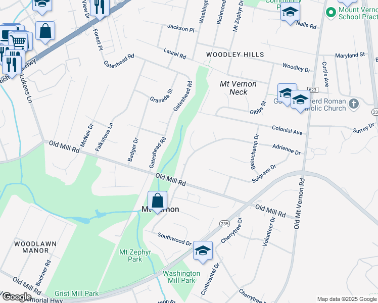 map of restaurants, bars, coffee shops, grocery stores, and more near 4212 Adrienne Drive in Alexandria