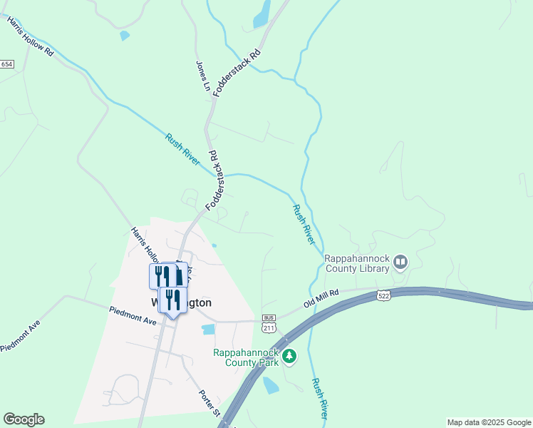 map of restaurants, bars, coffee shops, grocery stores, and more near 40 Stonewall Lane in Washington