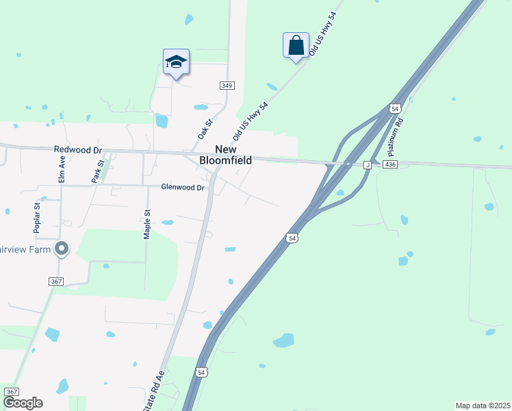 map of restaurants, bars, coffee shops, grocery stores, and more near 64 Willow Drive in New Bloomfield