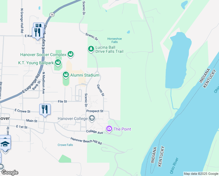 map of restaurants, bars, coffee shops, grocery stores, and more near 203 Garritt Street in Hanover