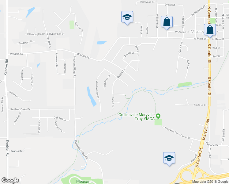 map of restaurants, bars, coffee shops, grocery stores, and more near 1020 Robert Drive in Maryville
