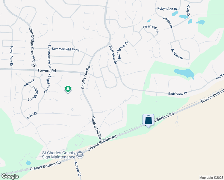 map of restaurants, bars, coffee shops, grocery stores, and more near 662 Bluff Manor Circle in Saint Charles