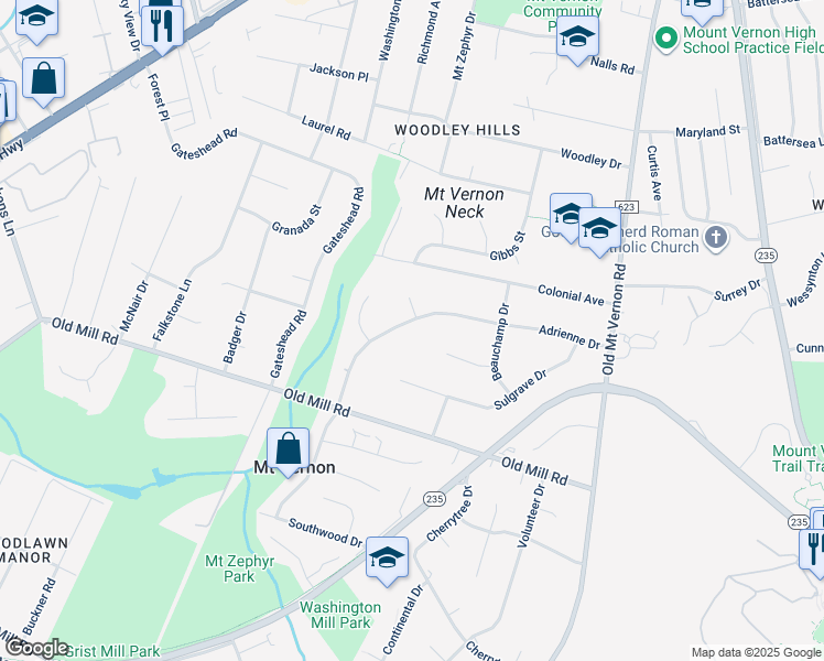 map of restaurants, bars, coffee shops, grocery stores, and more near 4201 Adrienne Drive in Alexandria