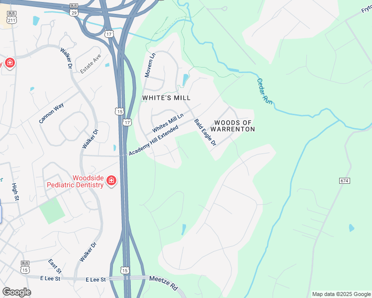 map of restaurants, bars, coffee shops, grocery stores, and more near 8183 Major Watters Court in Warrenton