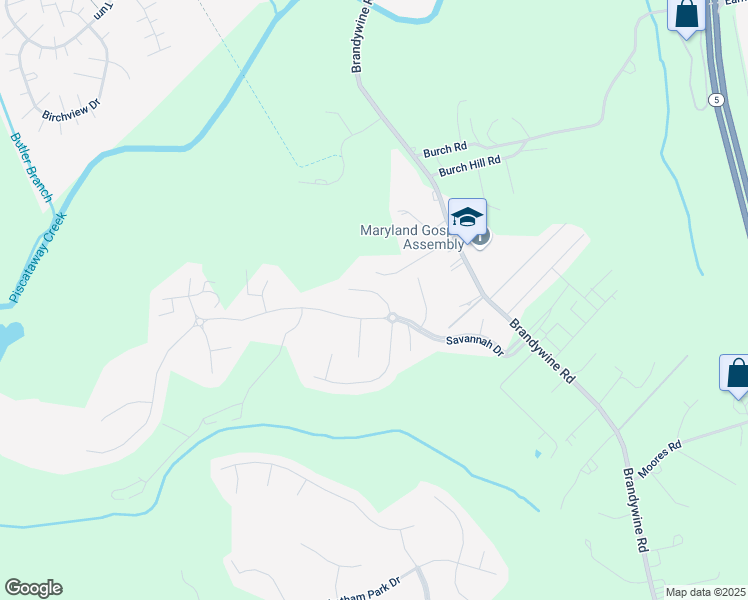 map of restaurants, bars, coffee shops, grocery stores, and more near 12511 Madison Park CT in Brandywine